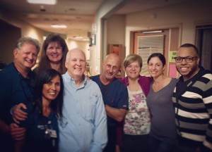 A visit to his ICU to say good bye to a dear boss, Amy, and see his "A team" coworkers. There must have been 20-30 people there. It was awesome for him!! He misses his work so much. Such a calling!