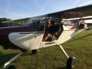 Getting in the plane that our friend Jeff Wilde built!